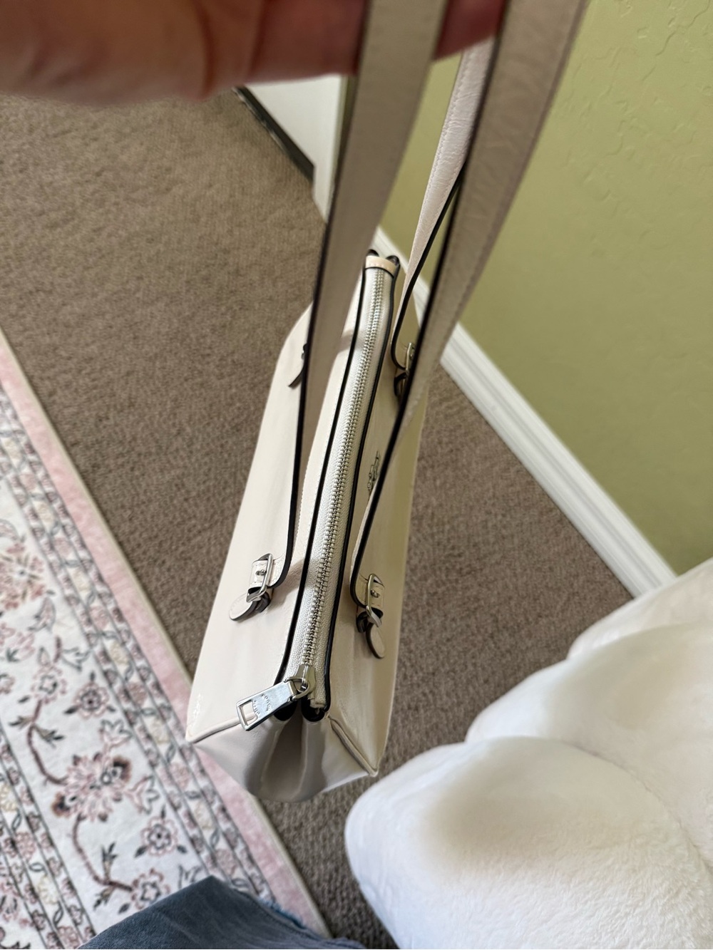 Coach Asher shoulder bag Cream Leather Double-Strap  with Silver Hardware - Picture 7 of 8